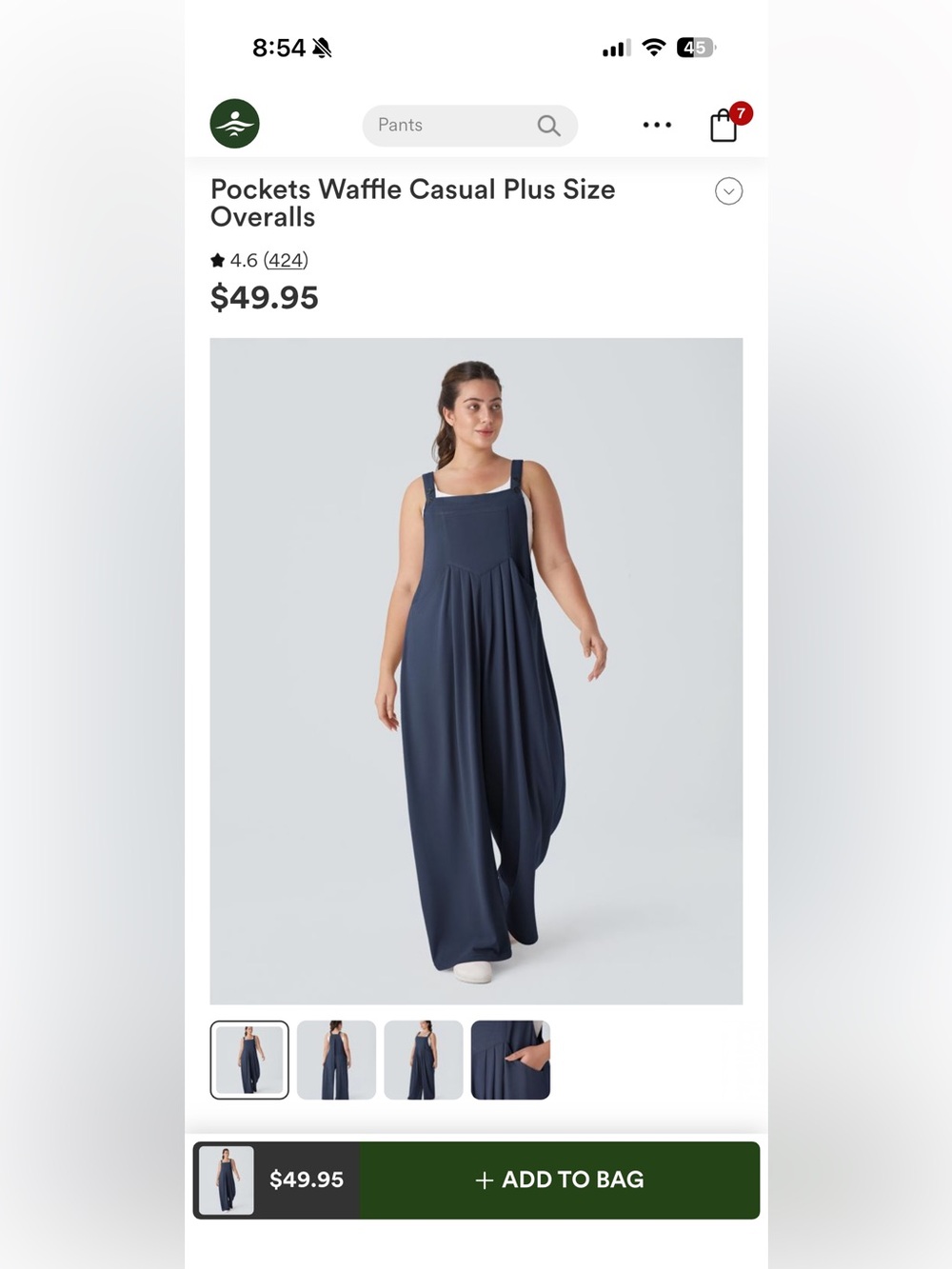 HALARA Navy Wide-Leg Pinafore Jumpsuit with Adjustable Straps